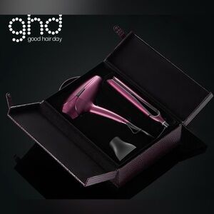 GHD DELUXE HAIR DRYER & FLAT IRON GIFT SET- LIMITED EDITION CHERRY CHIC!